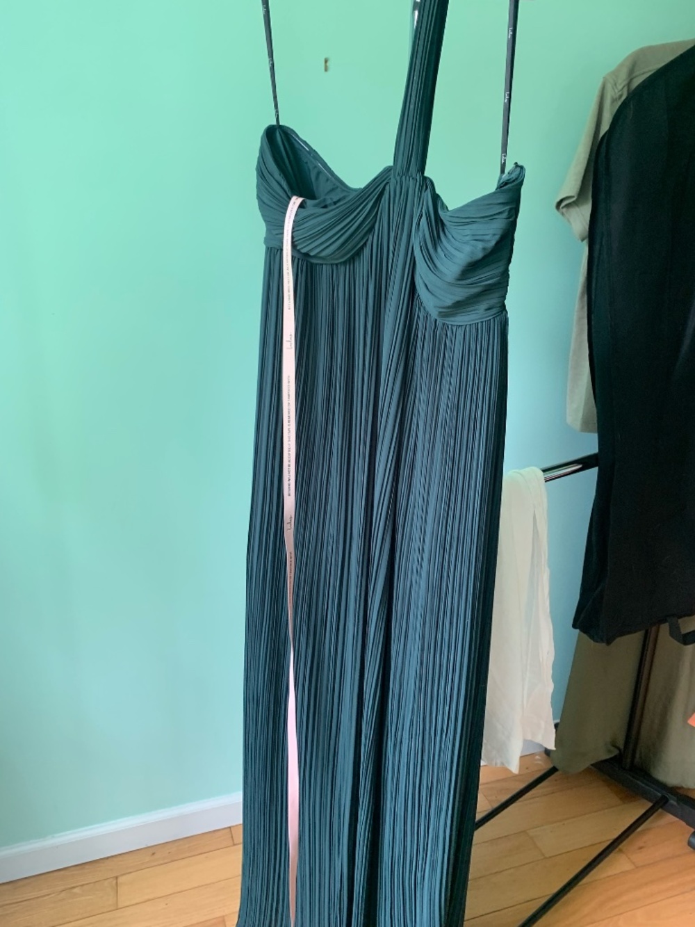 Lulus Cayton Emerald Pleated One-shoulder Maxi Dress Green - Size XL - Picture 3 of 3